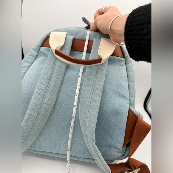 Chloé Denim Blue Backpack with Logo Straps - Picture 11 of 12